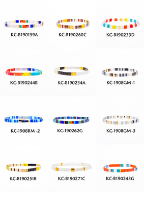 16.5-17cm Tila 구슬 팔찌, 두 가닥 유리 구슬 팔찌 12 혼합 색상