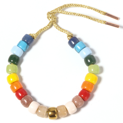 Rainbow Forte Beads Bracelet 8mm Beads 18k 리얼 골드 도금 황동