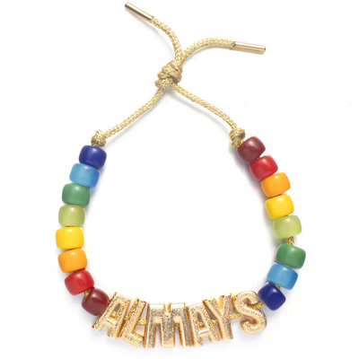 초기 편지 보헤미안 이름 Forte Beads Bracelet with 14k Gold Plated Brass Beads