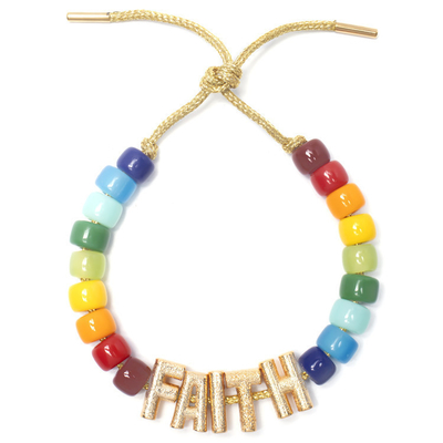 초기 편지 보헤미안 이름 Forte Beads Bracelet with 14k Gold Plated Brass Beads