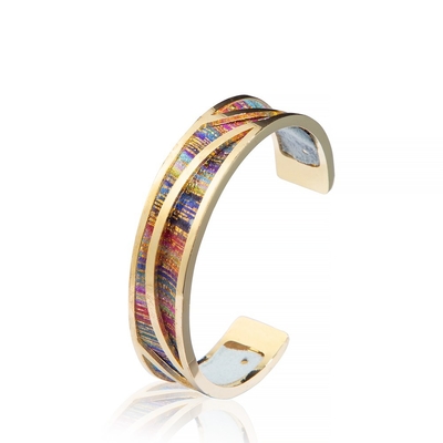 Embed Gold Plated Rainbow Cuff Bracelet Bangle Boho 보헤미아 패션