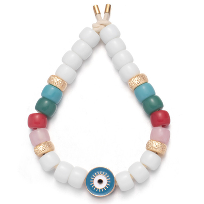 Eve Eyes Enamel Forte Beads Bracelet Elastic 2.0mm 확대 구멍으로 조절 가능